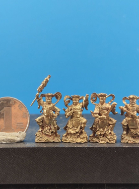 纯黄铜四大天王佛像金刚守门神护法小摆件供奉客厅家居桌面装饰品