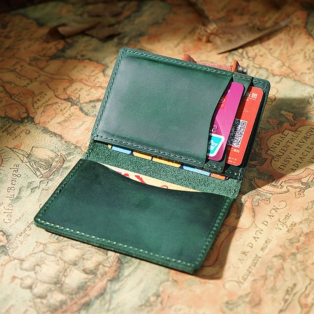 Credit ID Card Holder Vintage Design Crazy Horse Leather Cus 收纳整理 包包内胆包 原图主图