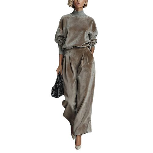 Women’s Fashion Casual Warm Golden-velvet Solid-color High-