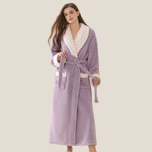 Ready Stock Nightgown, Women's Long ral Velvet Flannel Bathr