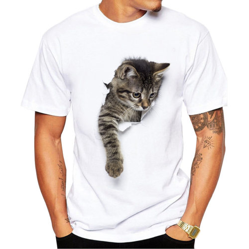 uple's Broken Paper Cat Cute Men's Printed T-shirt