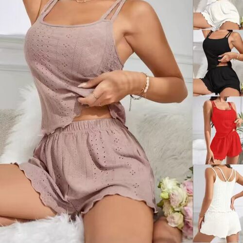 Water Soluble Jacquard Fashion Casual Shorts Suspenders Ladi