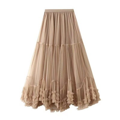 Big Swing Design Mesh 2026 High Waist Slimming Tutu Skirt Wi
