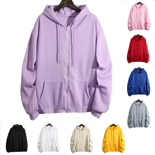 Women's Loose Hooded Plus Size Zip Cardigan