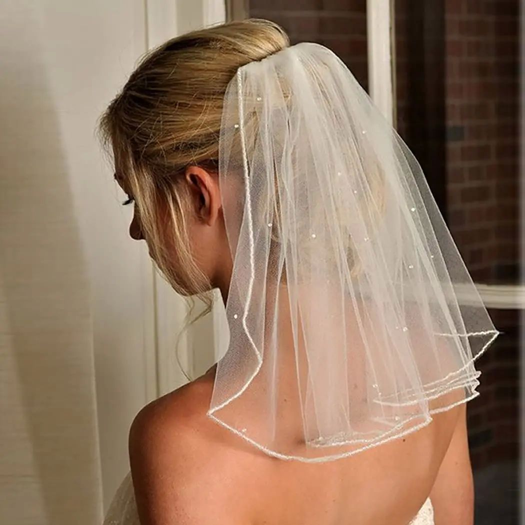 Crystal Bridal Veils Short 1 Tier Soft Mesh With Comb Weddi