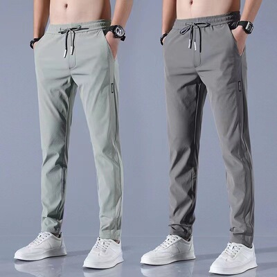 Ice Silk Pants Men's Summer New  Label Thin Business Casual