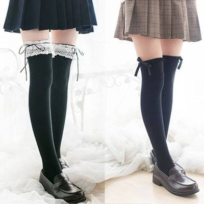 Anime Cosplay costume Lolita Maid Girls Lace Thigh High Sock