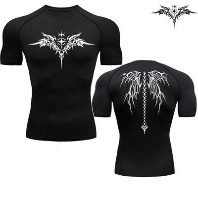Cross-border Compression Shirt Black Fitness T-shirt Men's M