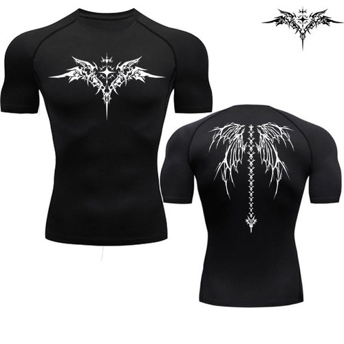 Cross-border Compression Shirt Black Fitness T-shirt Men's M