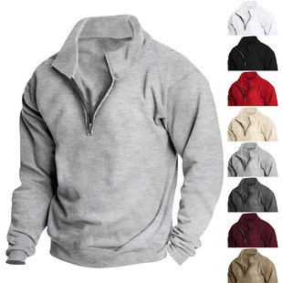 Men's Fleece-lined Stand llar Half-zipper European-size Stat