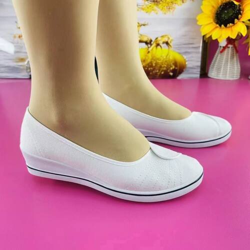 One-word Nurse Shoes White Wedge Heel Soft Bottom Beef Tendo