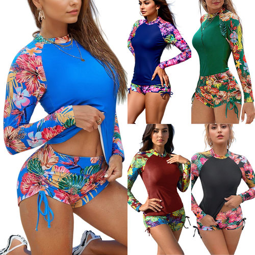 Printed Wetsuit Split Swimsuit Women's Sexy Sports Surfing D