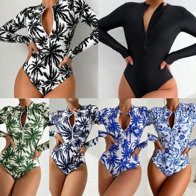 Women’s Prem Printed Wetsuit, Sexy Swimsuit, One-piece Swim