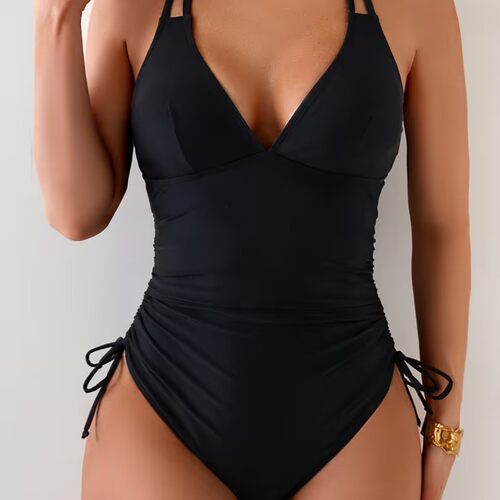 2026 One-piece Women’s Solid-color -made Swimsuit That Flat