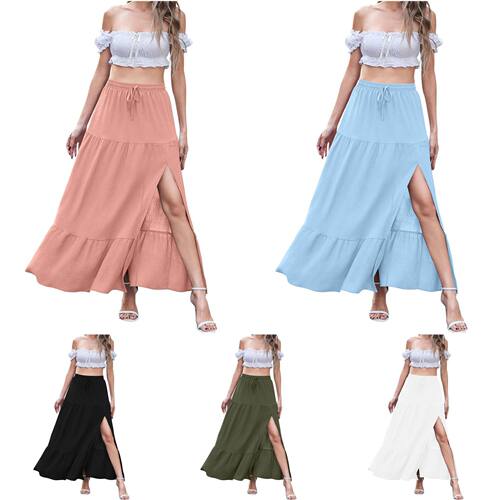 2026 Women's Bohemian Solid Side Slit