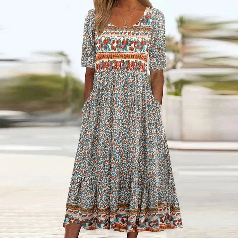 Plus Size Bohemian Dress for Women Clothing 2023 Summer Sexy