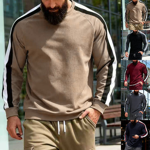 Tk lor ntrast rendy Men's Round Neck Stripe Base Men