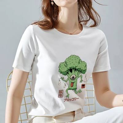 T-shirt Female Summer Leisure Self-cultivation Cartoon Green