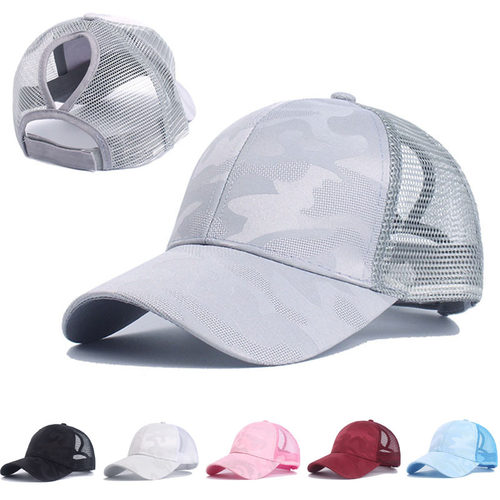 Women's Breathable Printed Ponytail Mesh Cap Casual Versatil