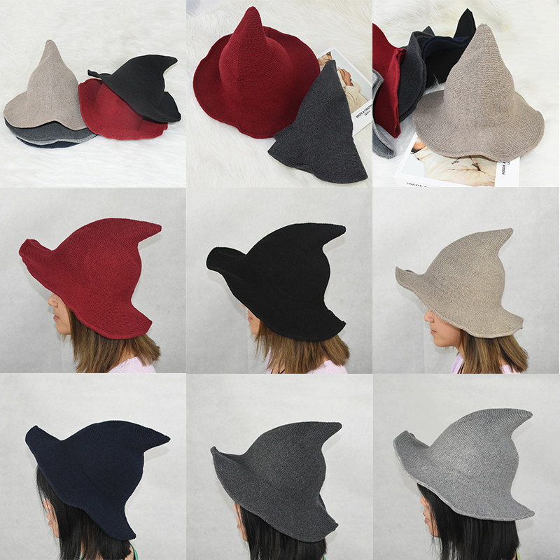 1pcs modern women halloween witch hat knitted woolen festiva