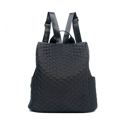 Women's Black Waterproof Durable Quilted Design Fashion Back