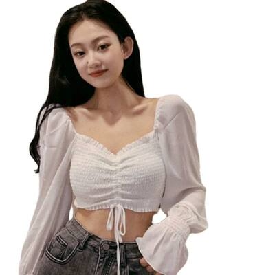 Woman’s Tops Puff Sleeve Sexy Close-Fitting Summer and Spri