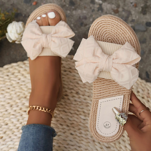 Indoor Casual mforle Household Lightweight Hemp Bow Flat Bot