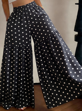 2026 Women's Pants With Floral Print Waist, Loose, Thin, Wid