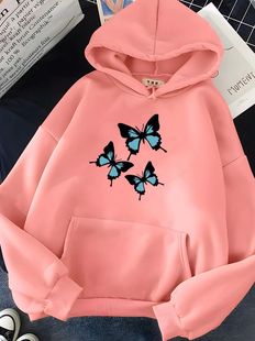 Sweatshirts Butterflies Haraju Plus Women Size Hoodies Print