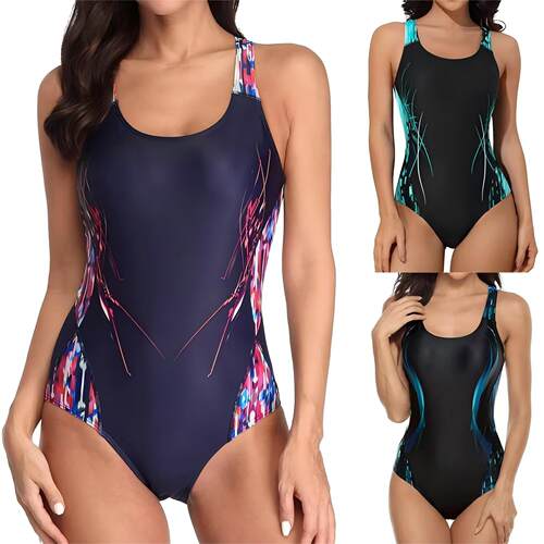2026 One-piece Stitching Sports mpetitive Swimsuit Backless