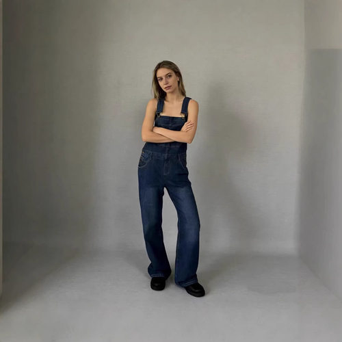 Women’s Casual Loose-fit Denim Overalls With Pockets