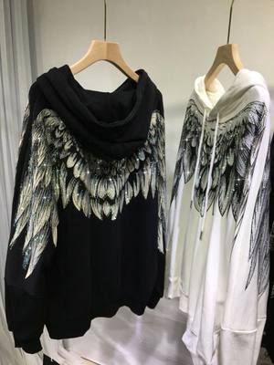 4XL  Plus Size Women Clothe Rhinestone Both Wing Hooded Swe