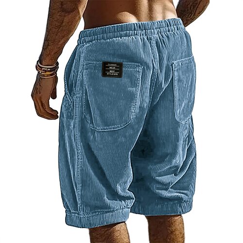 130160# Back Pocket  Label Men's rduroy Shorts Loose Drawstr
