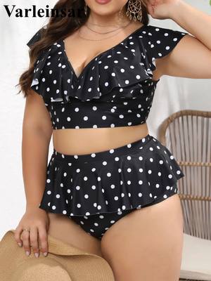 0XL - 4XL Polka Dots Bikini Large Size Swimwear Plus Size Wo