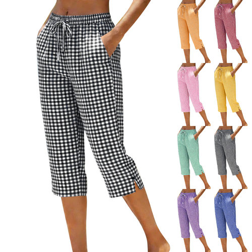 Ladies tton And Linen Loose Trousers With Buttons, Elastic W