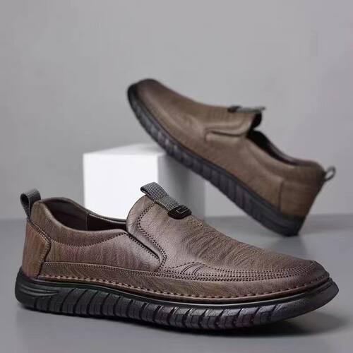 Leather Shoes Breathable 1 Slip-on Shoes Men's All-match Mid