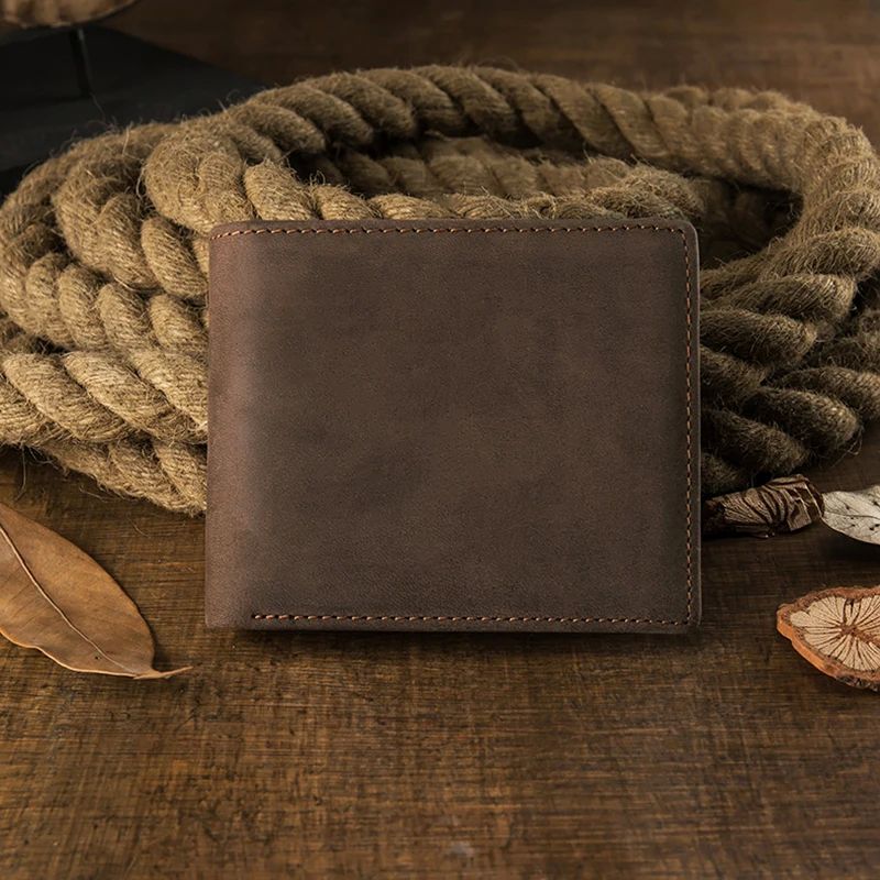 Handmade Vintage Genuine Leather Wallet Men Retro Cowhide Bi-封面