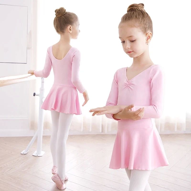 Kids Girls Cotton Gymnastics Leotard Ballet Dress Kids Short-封面