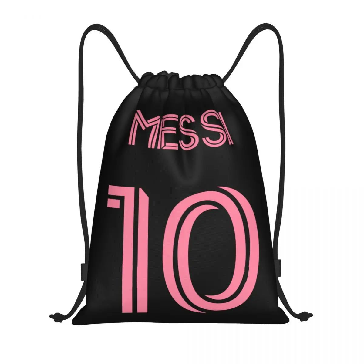 Custom Pink Messis 10 Soccer Drawstring Bag Men Women Lightw