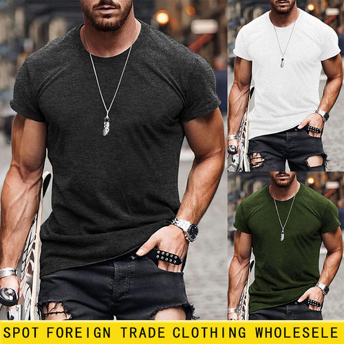 Us Size, Solid-color Men’s Short-sleeve Casual Pure-white T