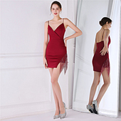 重工流苏晚礼服女小个子轻奢高级感宴会性感名媛主持人短款 连衣裙