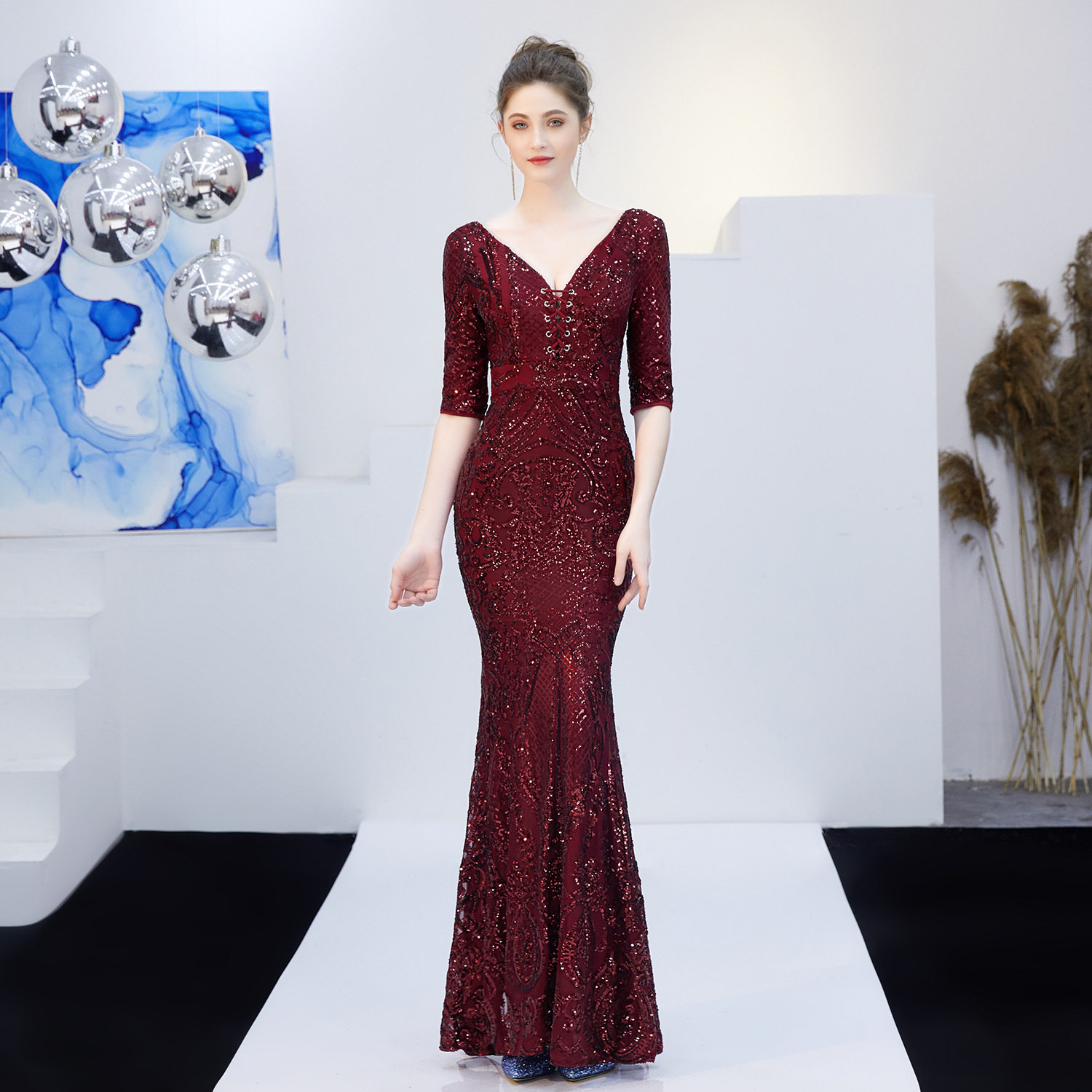 喜婆婆婚宴装晚礼服女高贵洋气五一婚礼婚宴结婚年轻妈妈装连衣裙