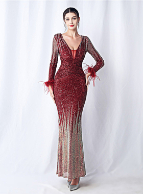 高端婚礼妈妈晚礼服女红色喜婆婆婚宴装宴会端庄大气高级感连衣裙