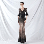 晚礼服女轻奢高级感气质端庄大气渐变色亮片爆闪主持人长款 连衣裙