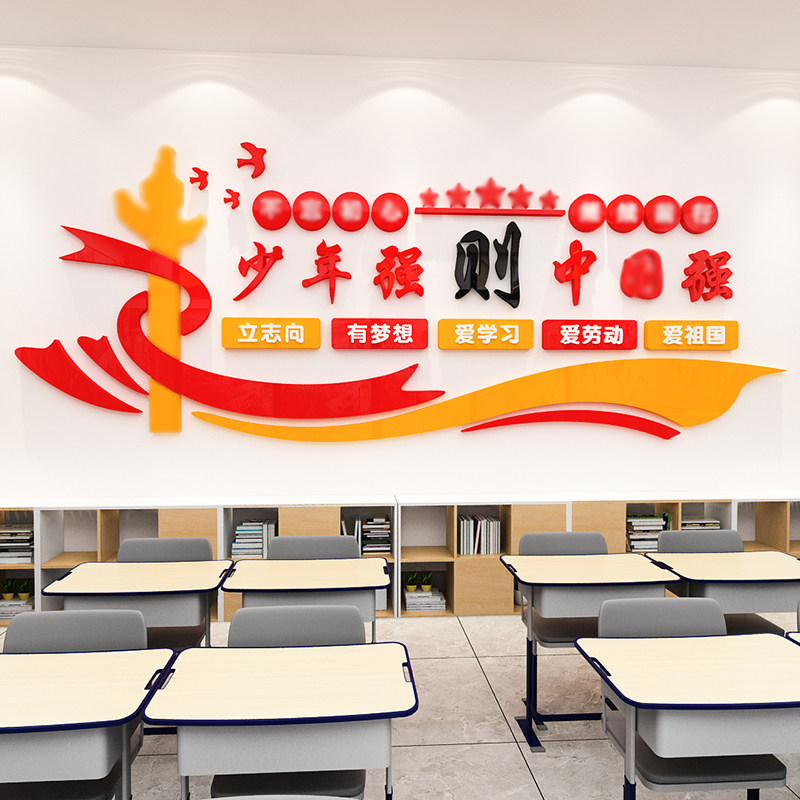 中小学班级少年强则国强墙贴画