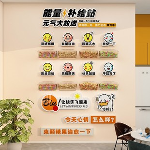 能量补给站公司文化墙贴员工休息区室茶水间墙面装饰糖果元气布置