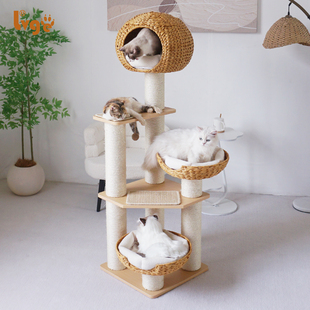 包邮 绿歌藤编猫爬架粗柱子多省 猫树猫窝猫抓板猫跳台剑麻猫别墅