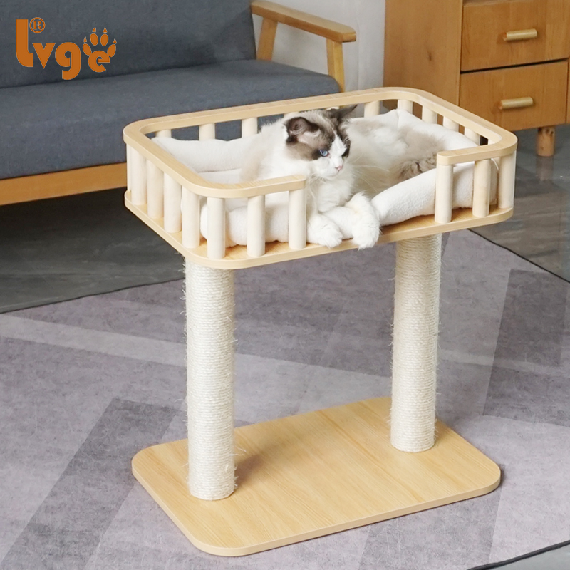 实木棒大床猫爬架剑麻绳