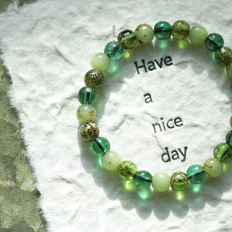 毕加索捷克手工琉璃手串绿色森系