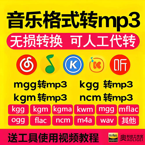 音乐格式转换器kgg kgm kgma kwm ncm mgg mflac ogg flac代转mp3